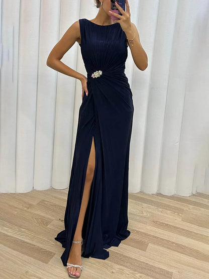 Serena | Pleated Maxi Evening Dress