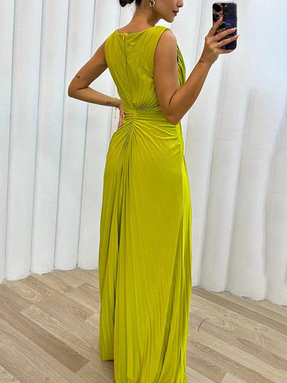 Serena | Pleated Maxi Evening Dress