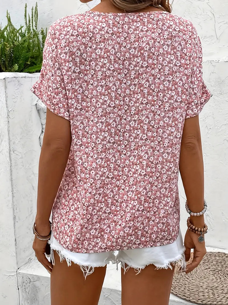 Harrington™ | Floral Print Notched Top